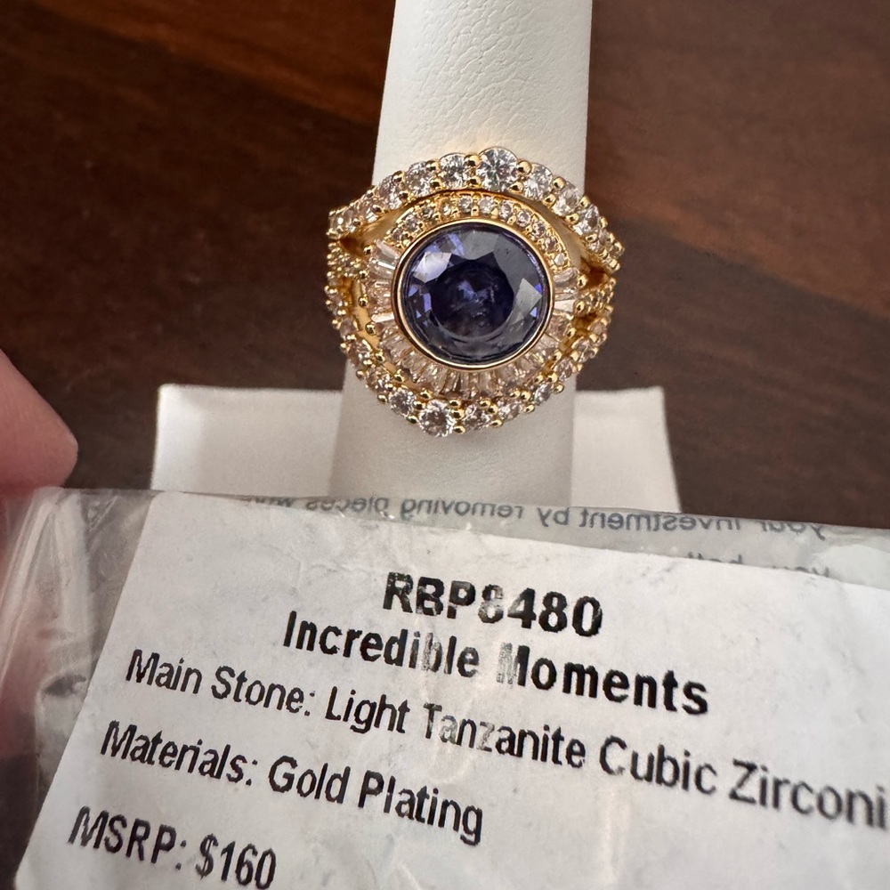 BP Dec 2024 Birthday Lt Tanzanite w/CZ Gold Plating sz 5 “Incredible Moments”